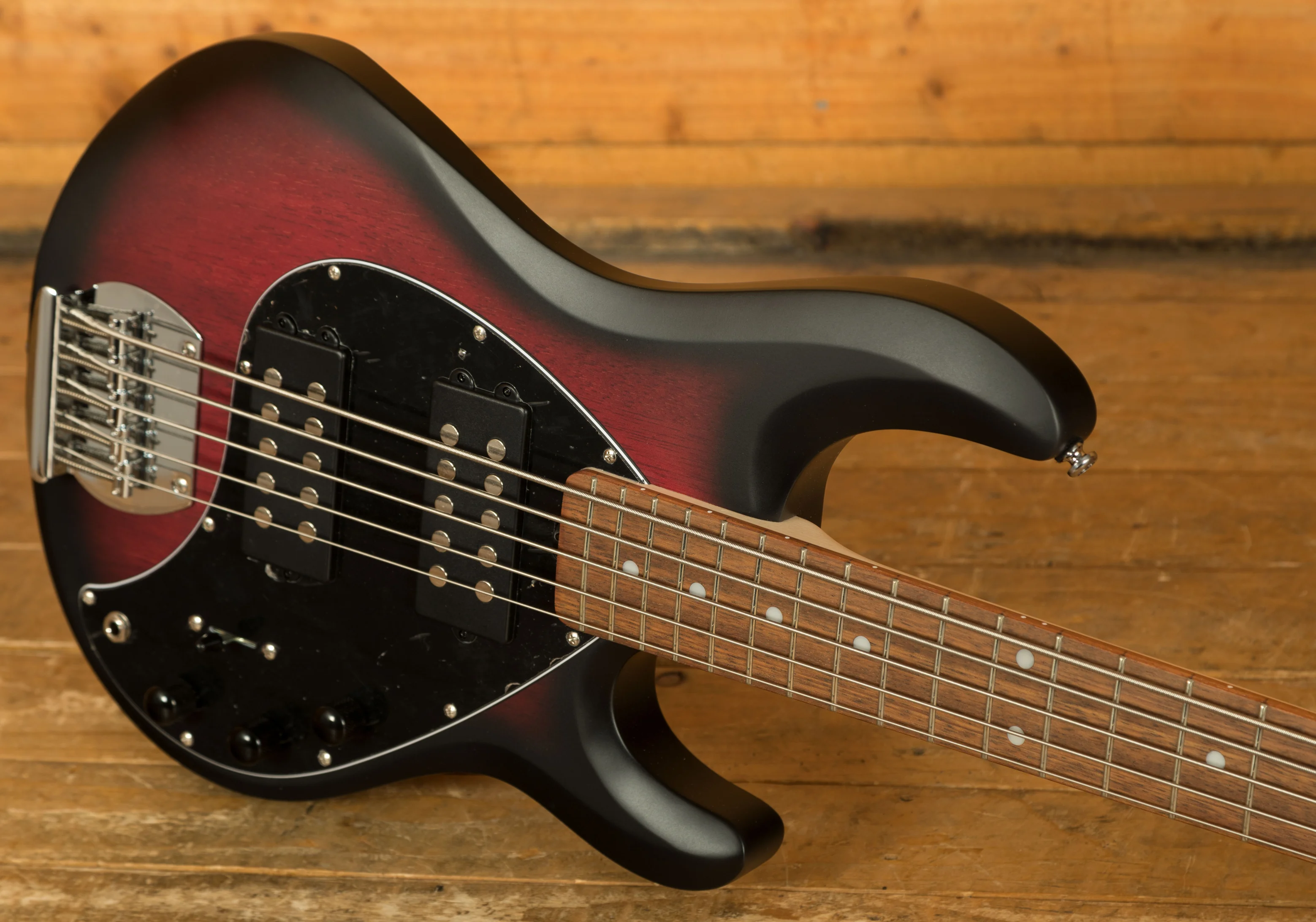 Sterling RAY5HH SUB Series StingRay 5 HH Bass - Ruby Red Burst Satin