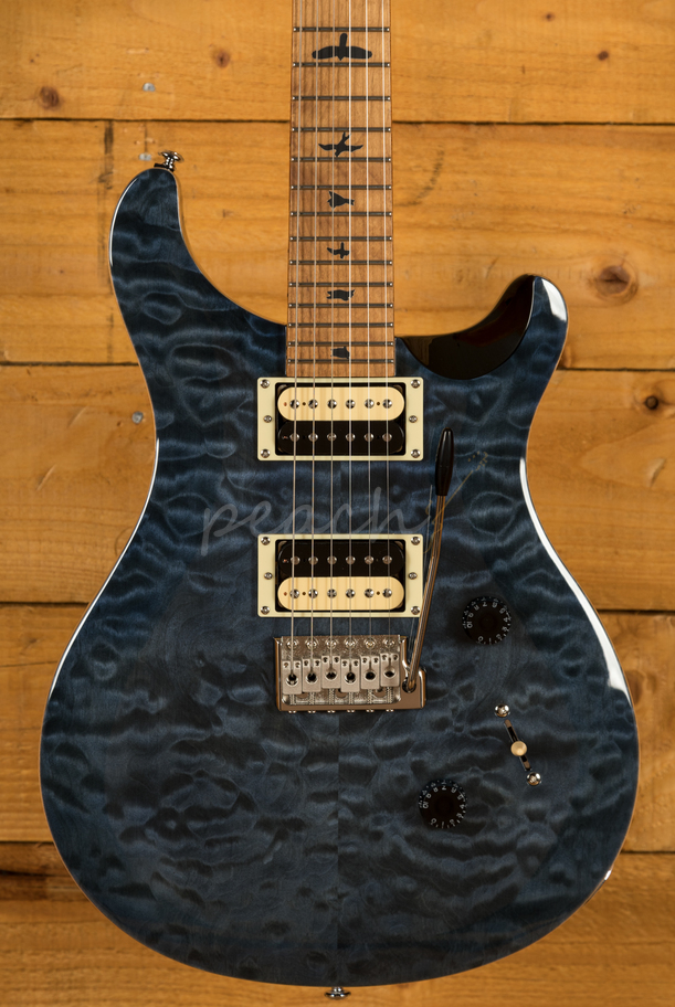 PRS SE Custom 24 Quilt Whale Blue Torrified Maple Neck Ltd - Peach Guitars