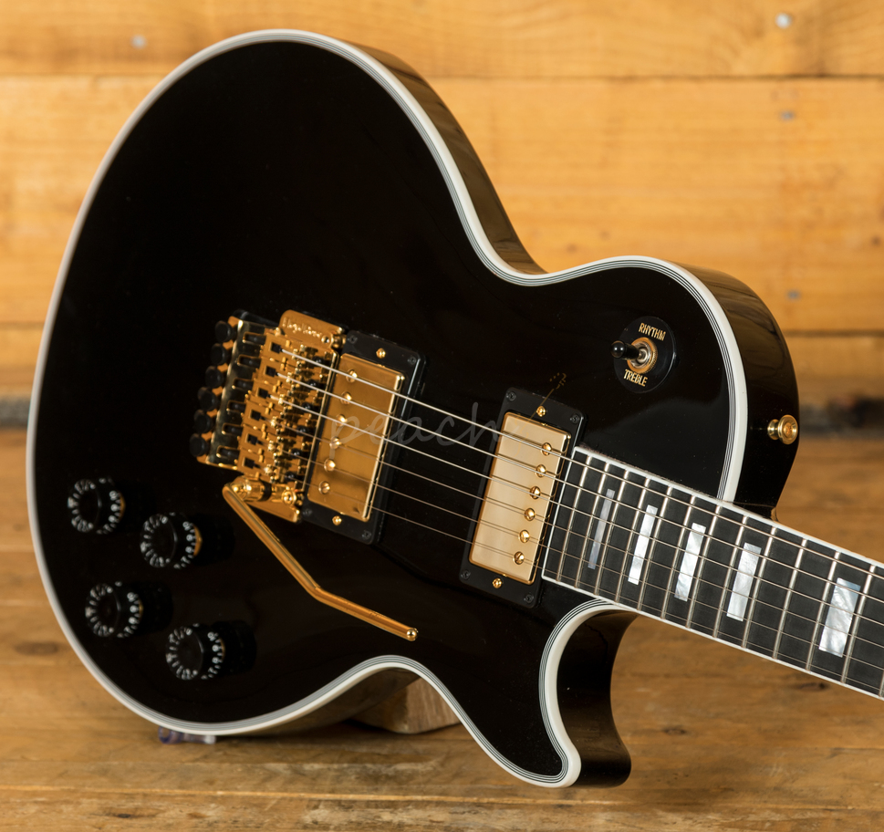 Gibson Custom Modern Les Paul Axcess Custom Ebony Gold Wfloyd Peach Guitars
