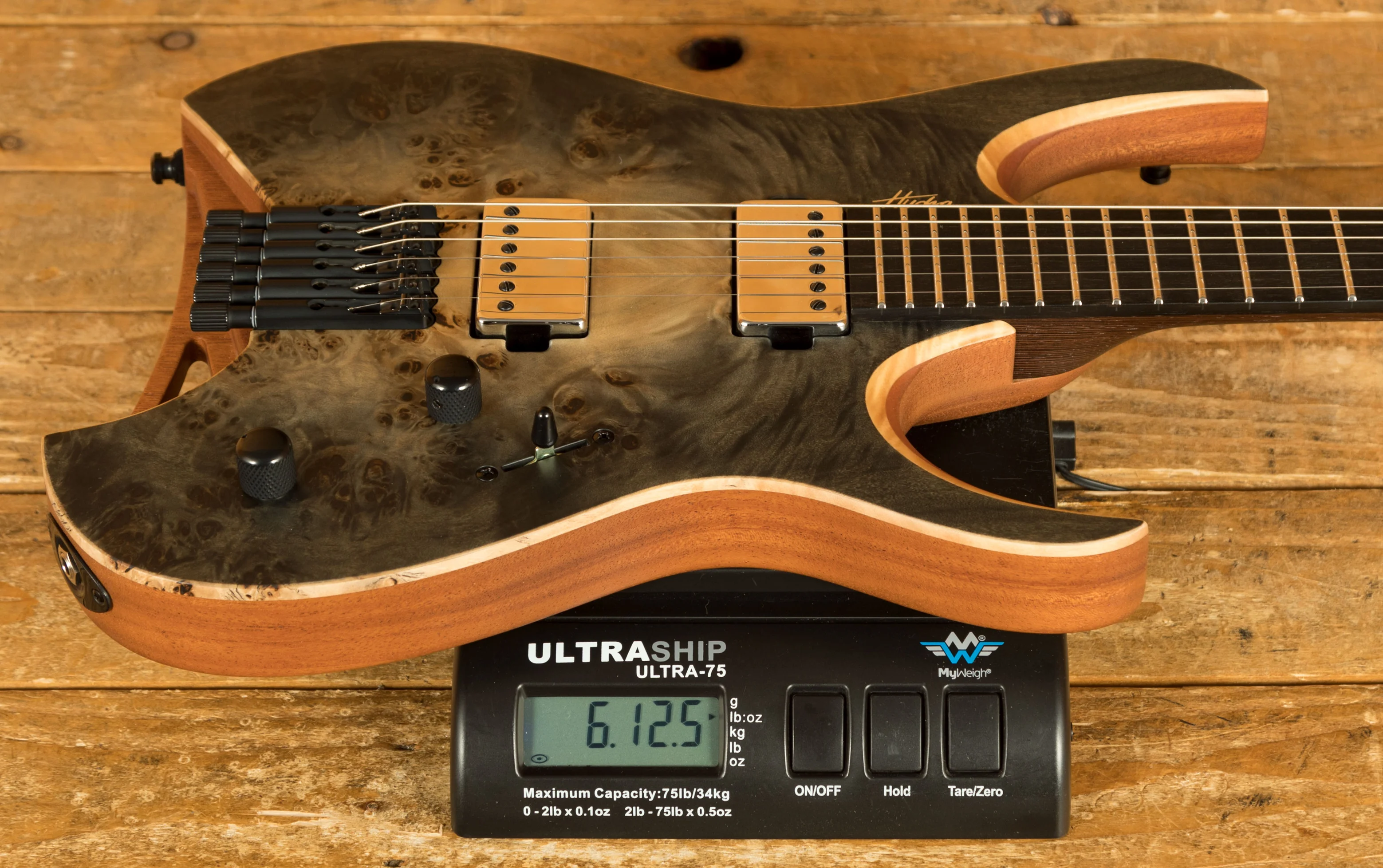 Mayones Hydra Elite 6 - Ebony - Trans Natural Fade Black Burst Out