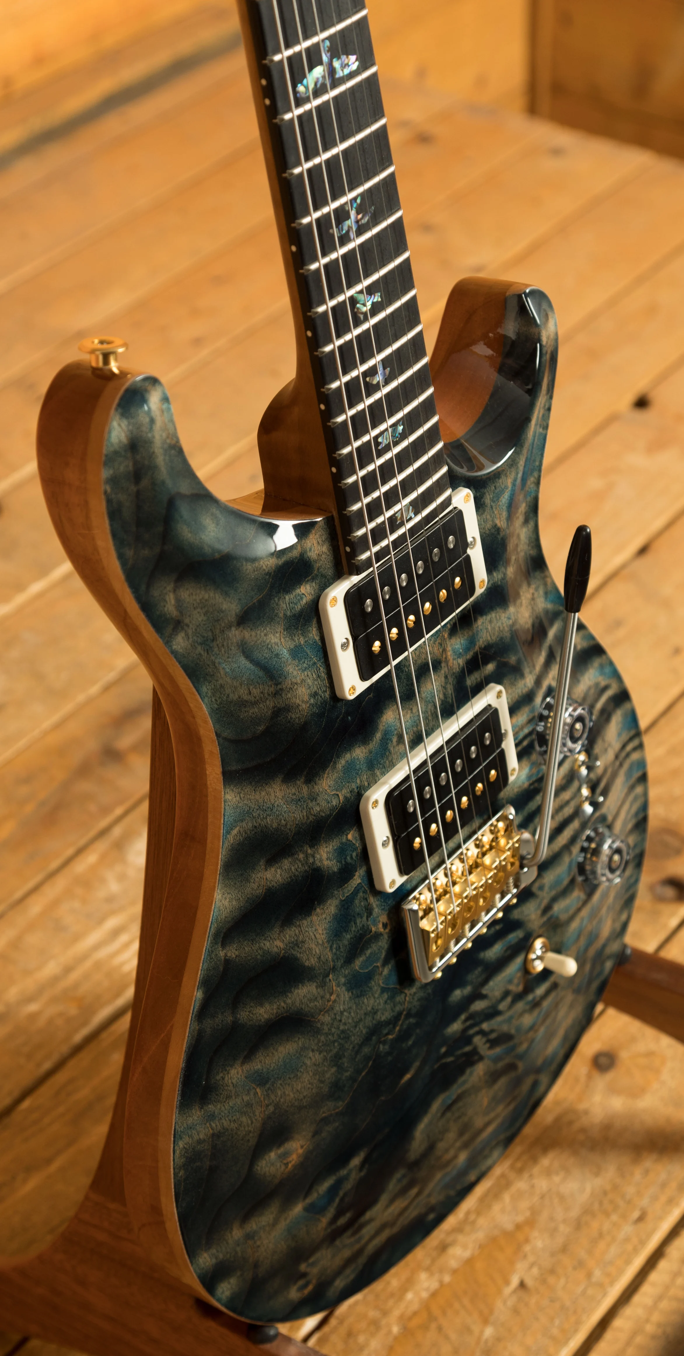PRS Wood Library Custom 24-08 | Faded Whale Blue 1-Piece Quilt 10-Top