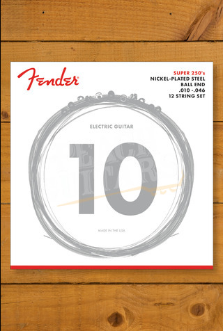 Fender Super 250 Nickel Plated Steel 12-String Electric Guitar Strings - Ball End - Gauges .010-.046