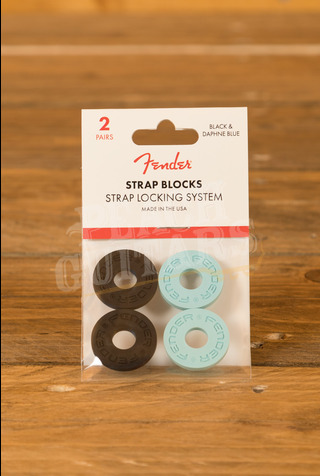 Fender Parts | Strap Blocks - 4-Pack - Black (2) & Daphne Blue (2)