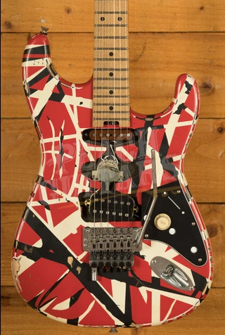 EVH Striped Series Frankenstein Frankie | Red w/Black Stripes Relic