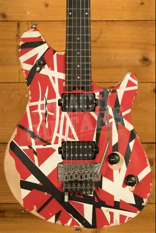 EVH Limited Edition Wolfgang Special Striped Series - Ebony - Red/Black/White - Aged