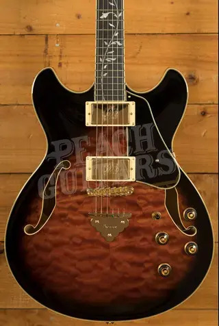 Ibanez AS93QMSP Artcore Expressionist Series Hollow Body - Macassar Ebony - Dark Brown Sunburst
