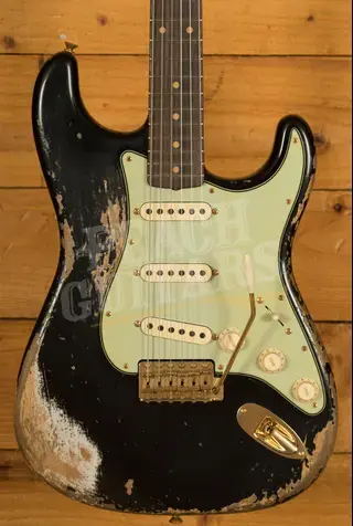 Fender Custom Shop 59 Strat - Super Heavy Relic Black - Gold Hardware