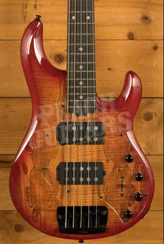 Sterling RAY35HHSM StingRay 5 HH Bass - Spalted Blood Orange Burst