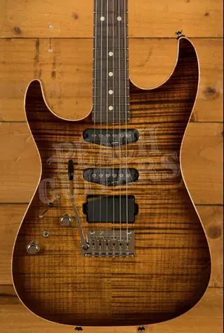 Tom Anderson Left Handed Drop Top - Tiger Eye Burst with Binding