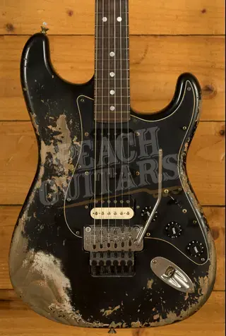 Fender Custom Shop 69 HSS Floyd Rose Strat - Super Heavy Relic Black
