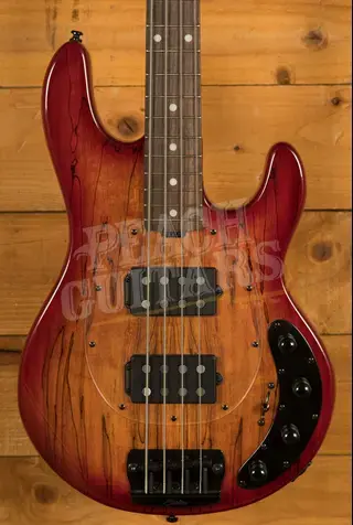 Sterling RAY34HHSM StingRay HH Bass - Spalted Blood Orange Burst