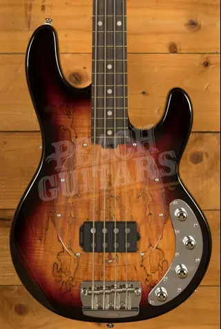 Sterling RAY34SM StingRay Bass - Spalted  3-Tone Sunburst