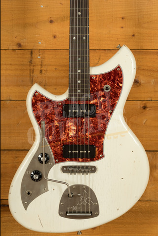 Novo Nucleus Left Handed Serus J | Olympic White - Tortoise Shell Pickguard