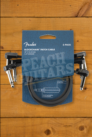 Fender Accessories | Blockchain Patch Cable - 12" - 1/4" - Angled - 3-Pack