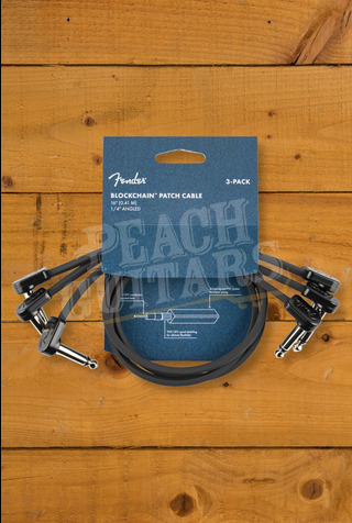 Fender Accessories | Blockchain Patch Cable - 16" - 1/4" - Angled - 3-Pack