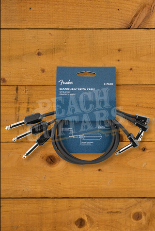 Fender Accessories | Blockchain Patch Cable - 16" - 1/4" - Straight/Angle - 3-Pack
