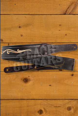 Taylor TaylorWare | Spring Vine Strap 2.5" Embroidered Leather Guitar Strap - Chocolate Brown