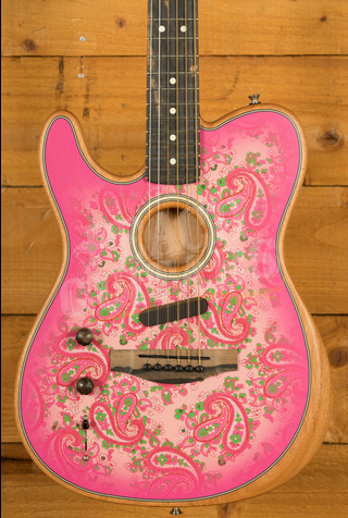 Fender FSR American Acoustasonic Telecaster | Ebony - Pink Paisley - Left-Handed