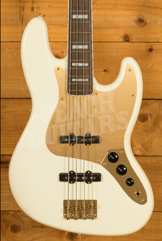 Squier 40th Anniversary Jazz Bass - Gold Edition | Laurel - Olympic White
