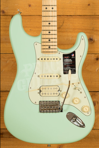 Fender American Performer Stratocaster HSS Maple Satin Surf Green