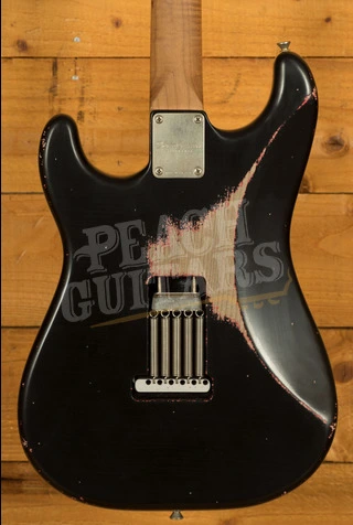 Xotic California Classic XSC-2 - Black over Red Heavy Ageing Matching Headstock