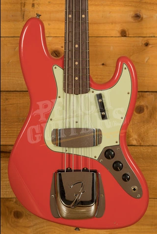 Fender Custom Shop 63 Jazz Bass - Journeyman Relic Aged Fiesta Red