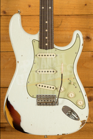 Fender Custom Shop '60 Strat Relic Olympic White over 3-Tone Sunburst