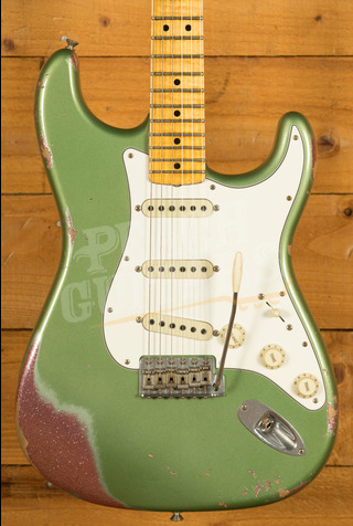 Fender Limited '64 Special Strat Relic - Aged Sage Green Metallic Over Champagne Sparkle - Used