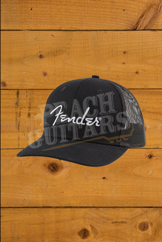 Fender Accessories | Silver Thread Logo Snapback Trucker Hat - Black - One Size Fits Most