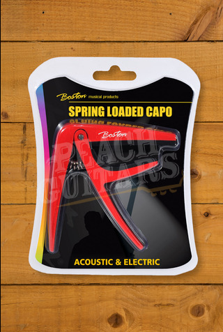 Boston Spring Loaded Capo | Acoustic & Electric Guitar - Red