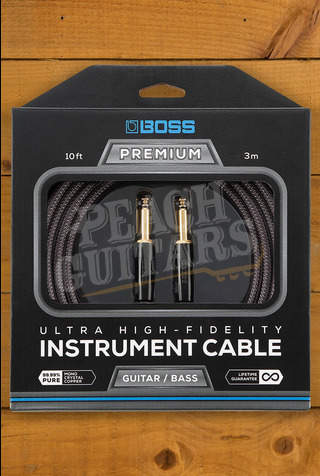 Boss PREMIUM INSTRUMENT CABLE, 10 FOOT (3M), WITH 2 STRAIGHT JACKS