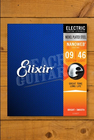 Elixir Nanoweb Coated Nickel Plated Steel Electric Guitar Strings - 9-46