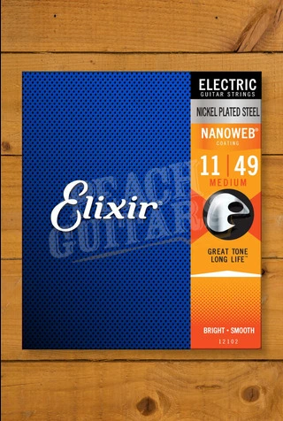 Elixir Nanoweb Coated Nickel Plated Steel Electric Guitar Strings - 11-49