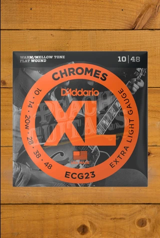 D'Addario ECG23 Chromes Flat Wound Electric Guitar Strings - 10-48