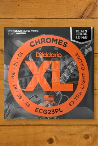 D'Addario ECG23PL Chromes Flat Wound Electric Guitar Strings - 10-48