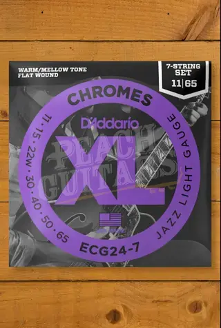 D'Addario ECG24-7 Chromes Flat Wound 7-String Electric Guitar Strings - 11-65