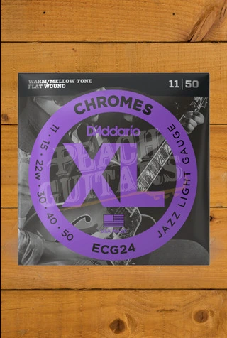 D'Addario ECG24 Chromes Flat Wound Electric Guitar Strings - 11-50