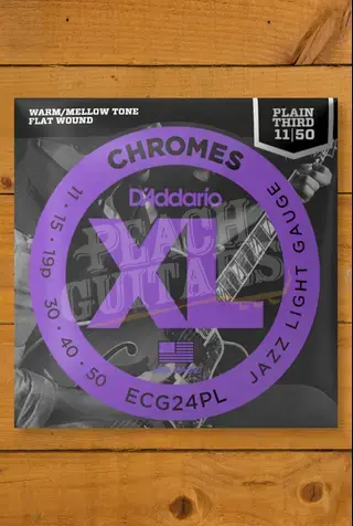 D'Addario ECG24PL Chromes Flat Wound Electric Guitar Strings - 11-50