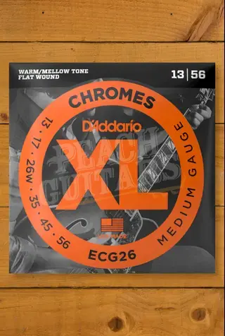 D'Addario ECG26 Chromes Flat Wound Electric Guitar Strings - 13-56