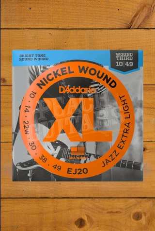 D'Addario EJ20 Nickel Wound Electric Guitar Strings - Wound Third 10-49