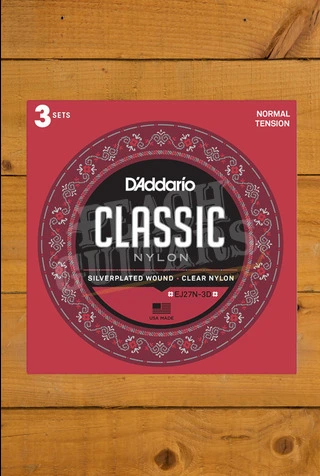 D'Addario EJ27N Nylon Classical Guitar Strings - Normal Tension - 3-Pack