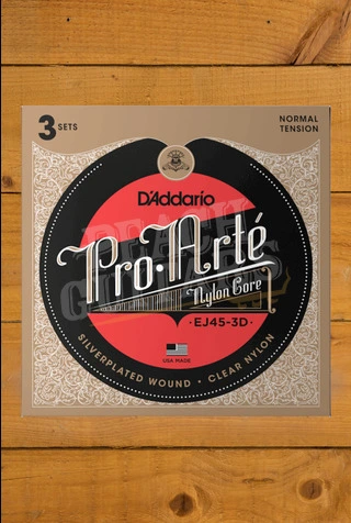 D'Addario EJ45 Nylon Classical Guitar Strings - Normal Tension - 3-Pack