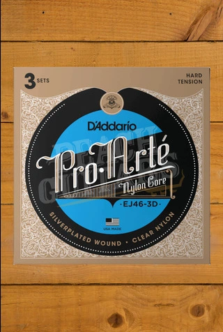 D'Addario EJ46 Nylon Classical Guitar Strings - Hard Tension - 3-Pack