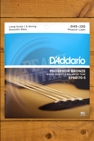 D'Addario Acoustic Bass Strings | Phosphor Bronze - Light - 45-130 - Long Scale - 5-String