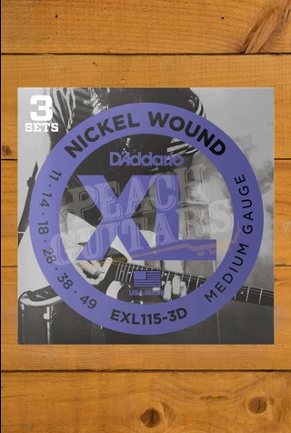 D'Addario EXL115 Nickel Wound Electric Guitar Strings - 11-49 - 3-Pack