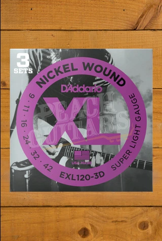 D'Addario EXL120 Nickel Wound Electric Guitar Strings - 9-42 - 3-Pack