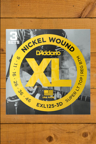 D'Addario Electric Strings | Nickel Wound - Super Light Top/Regular Bottom - 9-46 - 3 Sets
