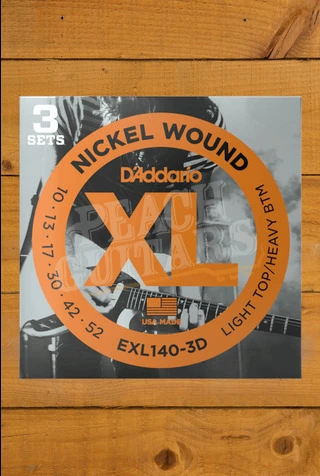 D'Addario EXL140 Nickel Wound Electric Guitar Strings - 10-52 - 3-Pack