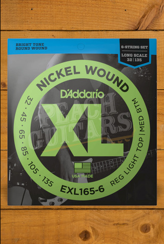 D'Addario Bass Strings | Nickel Wound - Light Top/Medium Bottom - 32-135 - Long Scale - 6-String