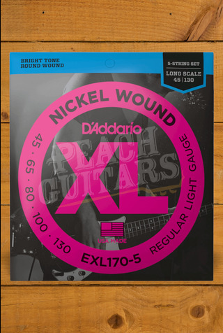 D'Addario Bass Strings | Nickel Wound - Light - 45-130 - Long Scale - 5-String